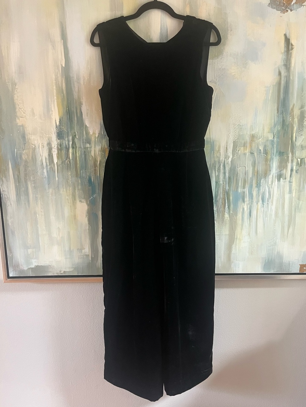 J.Crew Black Velvet Open-Back Jumpsuit Size 6